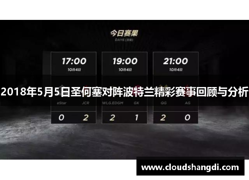2018年5月5日圣何塞对阵波特兰精彩赛事回顾与分析